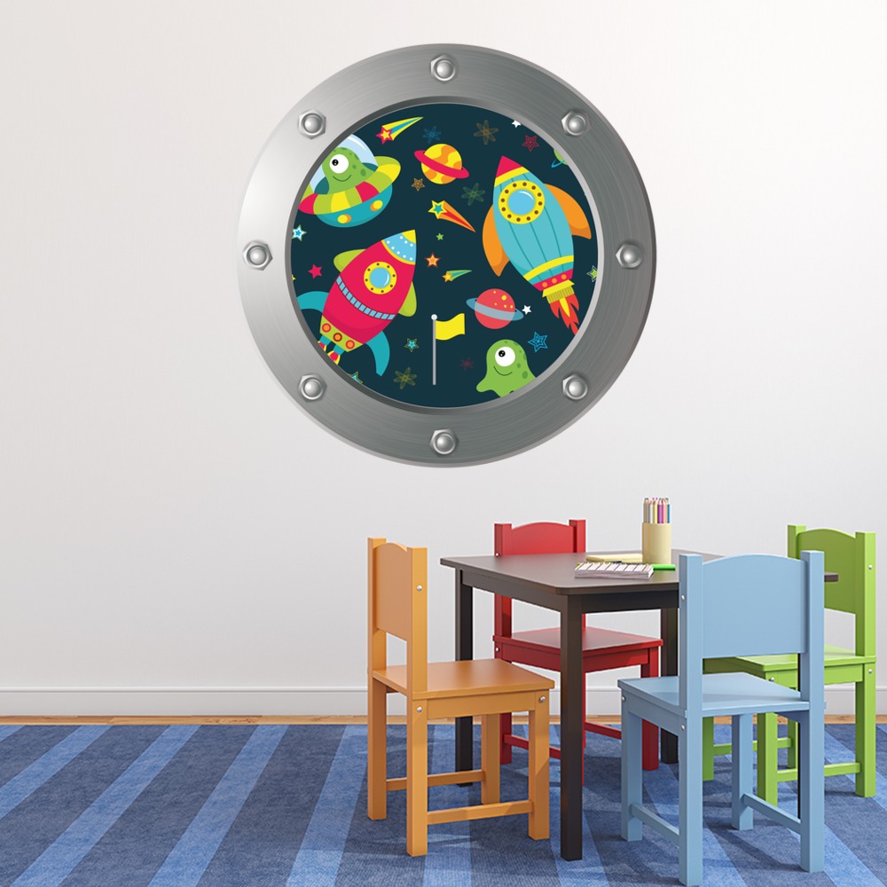 Space Rockets Porthole Wall Sticker