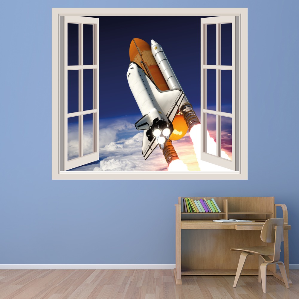 Space Rocket Launch 3D Window Wall Sticker