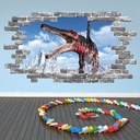 Spinosaurus Dinosaur Grey Brick 3D Hole In The Wall Sticker