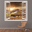 Steam Train Sunset 3D Window Wall Sticker