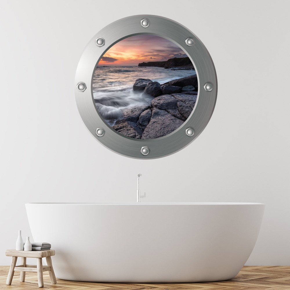 Sunset Shore Porthole Wall Sticker