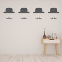 Bowler Hat Mustache Wall Sticker Pack