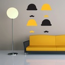 Bowler Hat Moustache Wall Sticker Pack