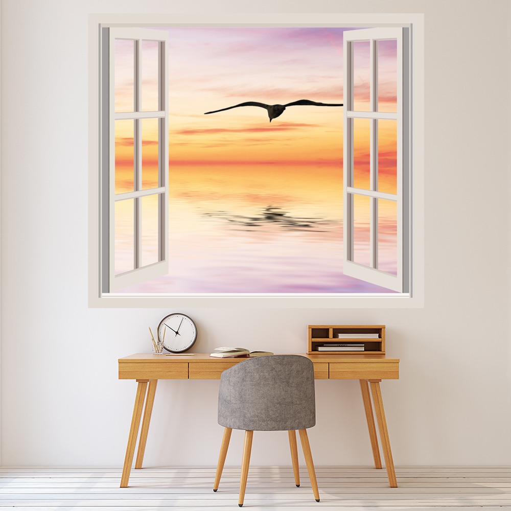 Sunset Lake 3D Window Wall Sticker