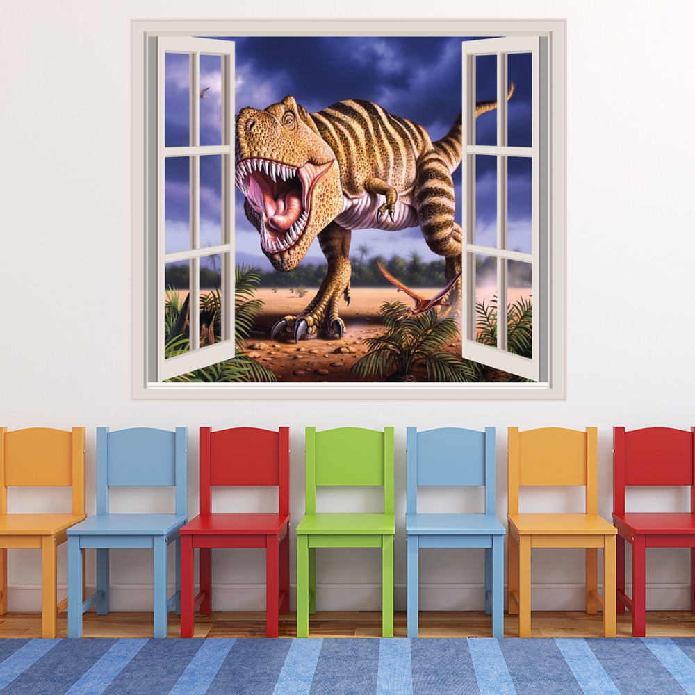 T-Rex Hunt Dino 3D Window Wall Sticker