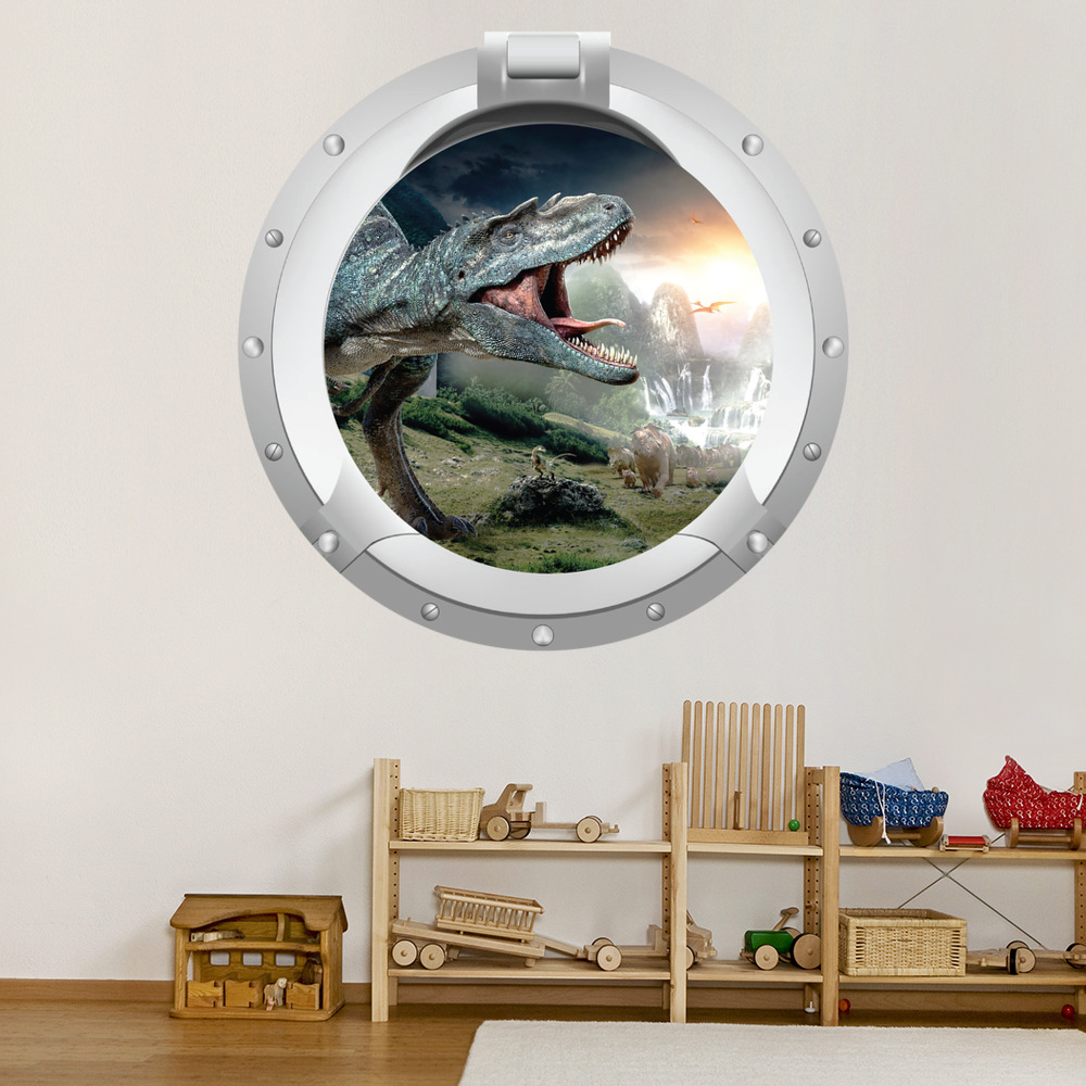 T-Rex Roar Porthole 3D Wall Sticker