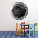 T-Rex Volcano Porthole Wall Sticker