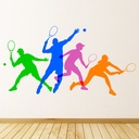 Tennis Players Green Blue Orange Purple Wall Sticker