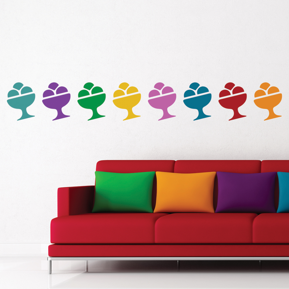 Ice Cream Sundae Food Kitchen Wall Sticker Pack