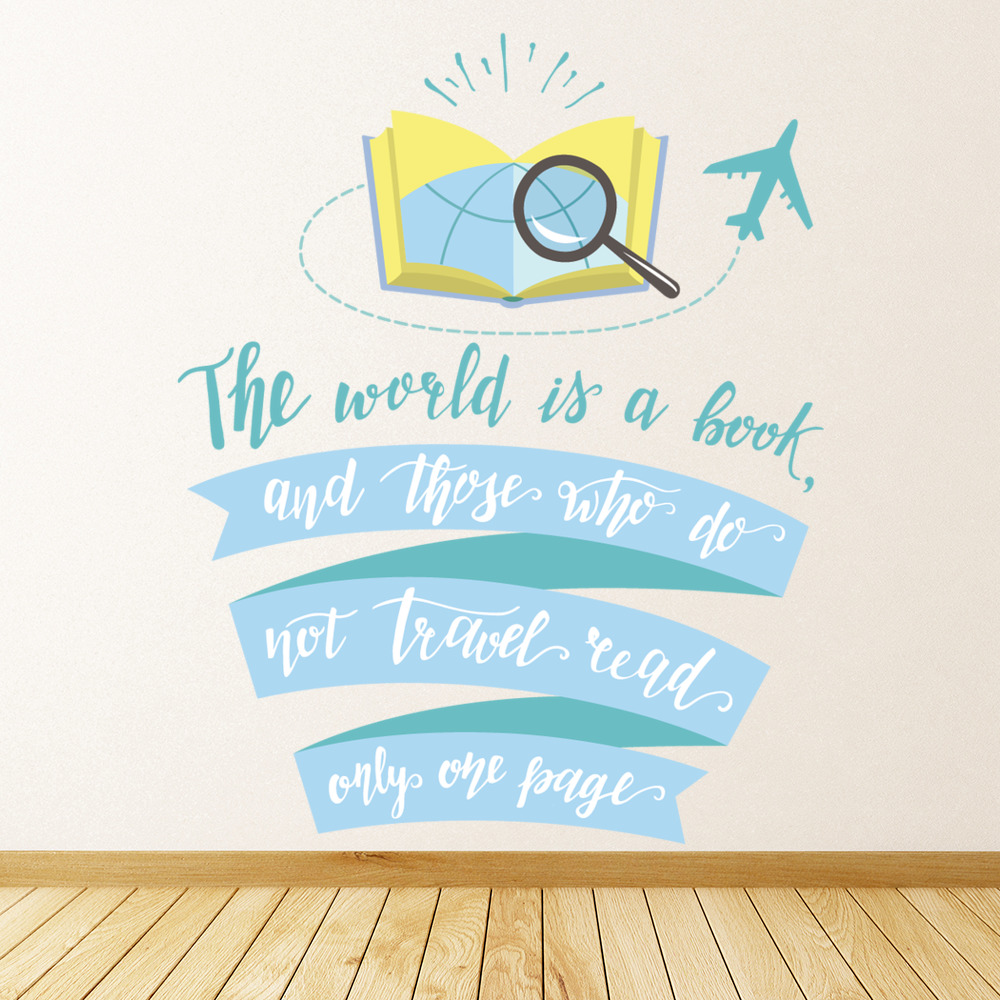 The World Is A Book Travel Quote Wall Sticker
