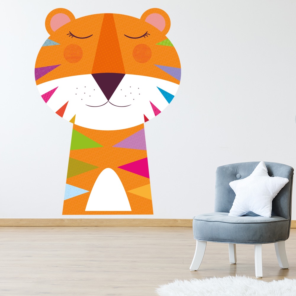 Tiger Colouful Stripes Wall Sticker by Les Petits Buttons