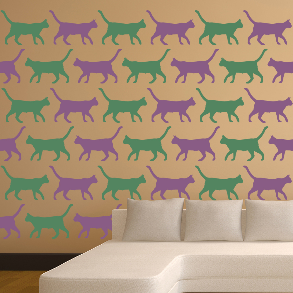 Walking Cat Animals Pets Wall Sticker Pack
