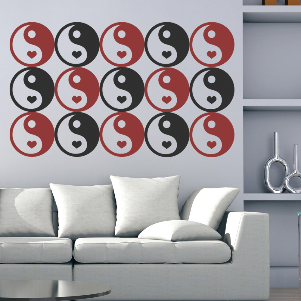 Ying Yang Love Heart Wall Sticker Pack