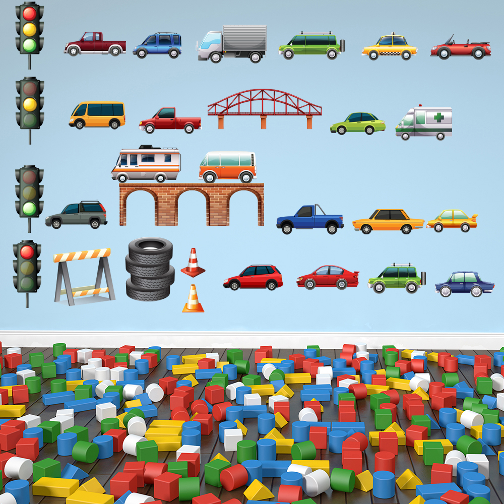 Traffic Light & Cars Wall Sticker Set