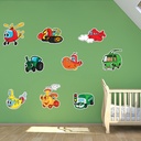 Train Plane Car Transport Wall Sticker Set