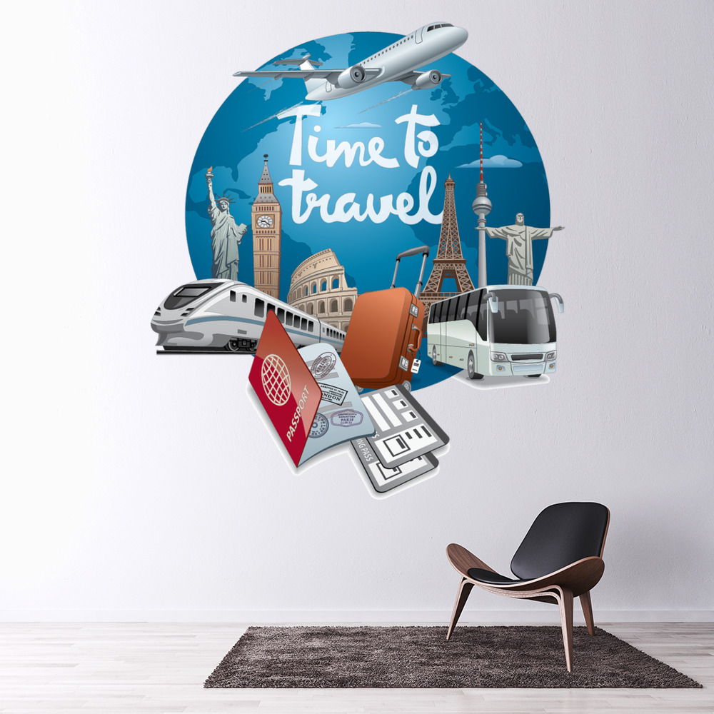 Transport Travel Train Plane Bus Wall Sticker