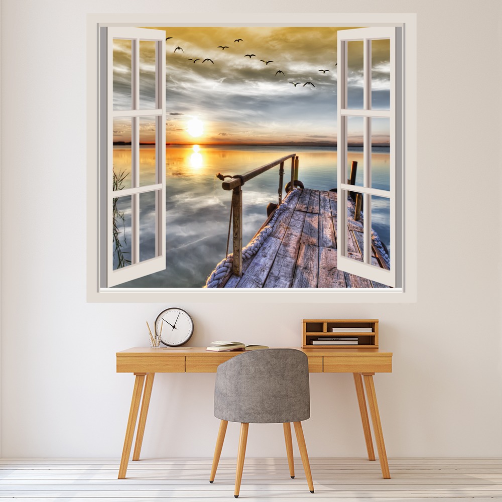 Tranquil Lake Sunset 3D Window Wall Sticker