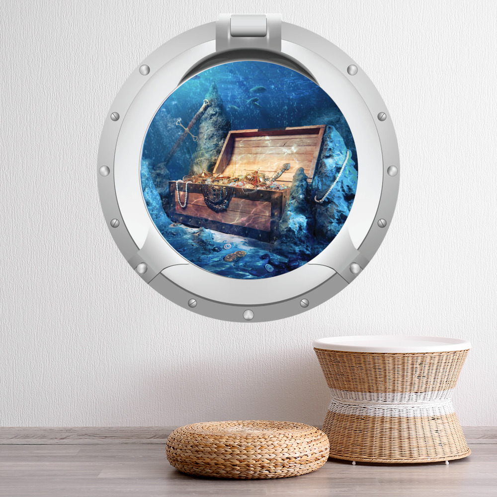 Treasure Chest Porthole 3D Wall Sticker