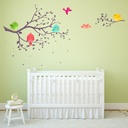 Tree Branch Colourful Birds Nursery Wall Sticker