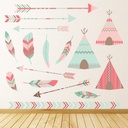 Tribal Teepee Arrows Feathers Wall Sticker Set