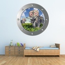 Triceratops Dinosaur Jurassic Porthole Wall Sticker