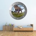 Triceratops Dinosaur Porthole Wall Sticker