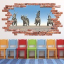 Triceratops Red Brick 3D Hole In The Wall Sticker