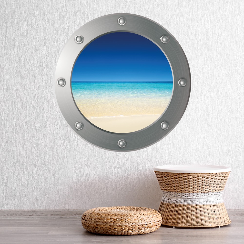 Tropical Beach Porthole Wall Sticker