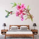 Tropical Bird Pink Flowers Wall Sticker