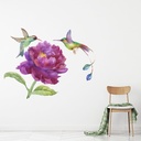 Tropical Birds Purple Flowers Wall Sticker