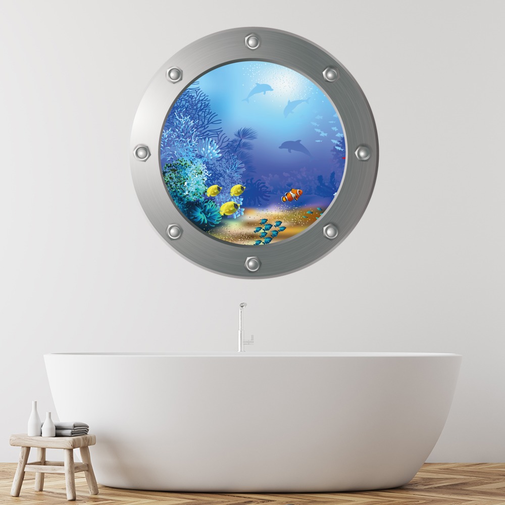 Tropical Coral Reef Porthole Wall Sticker
