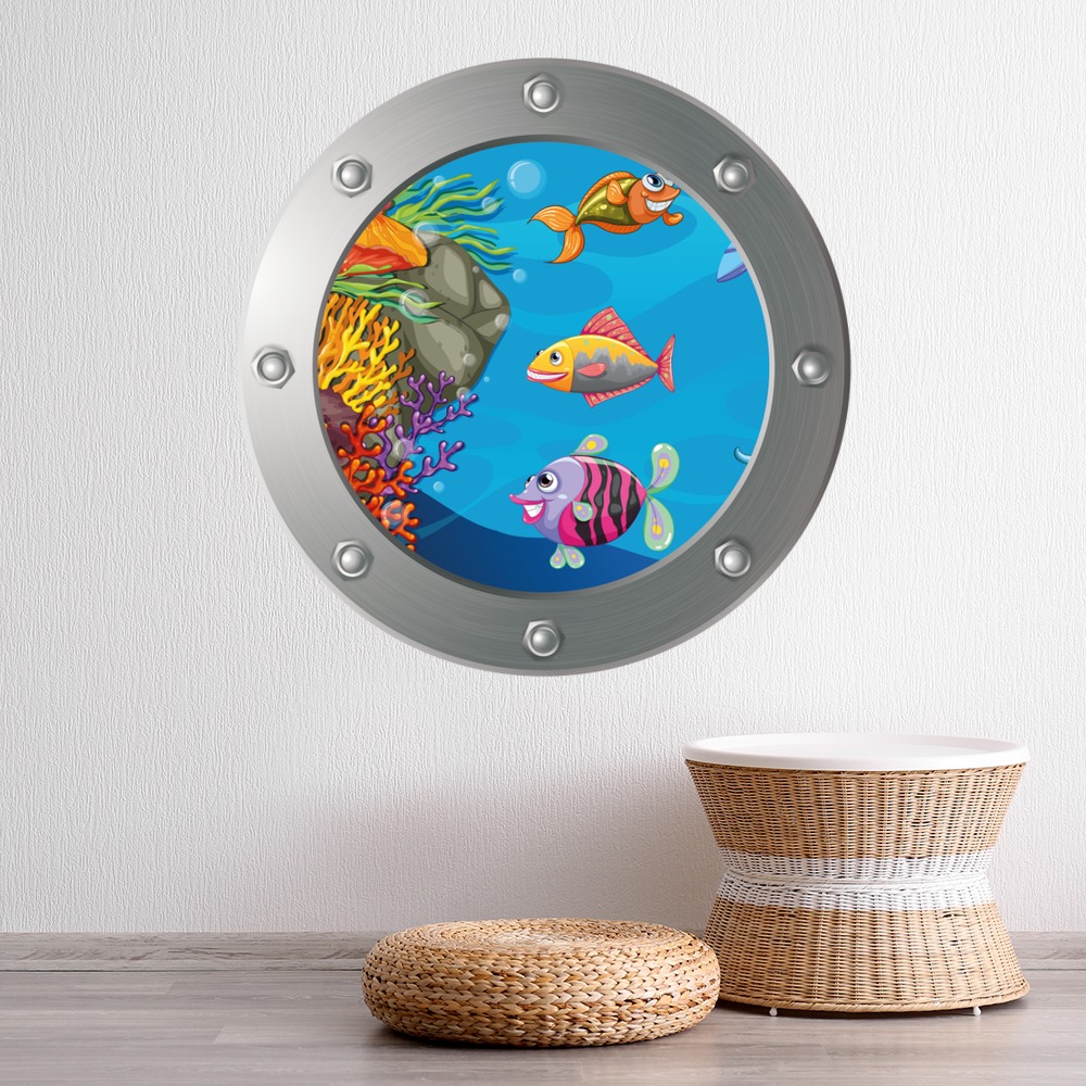 Tropical Fish Porthole Wall Sticker