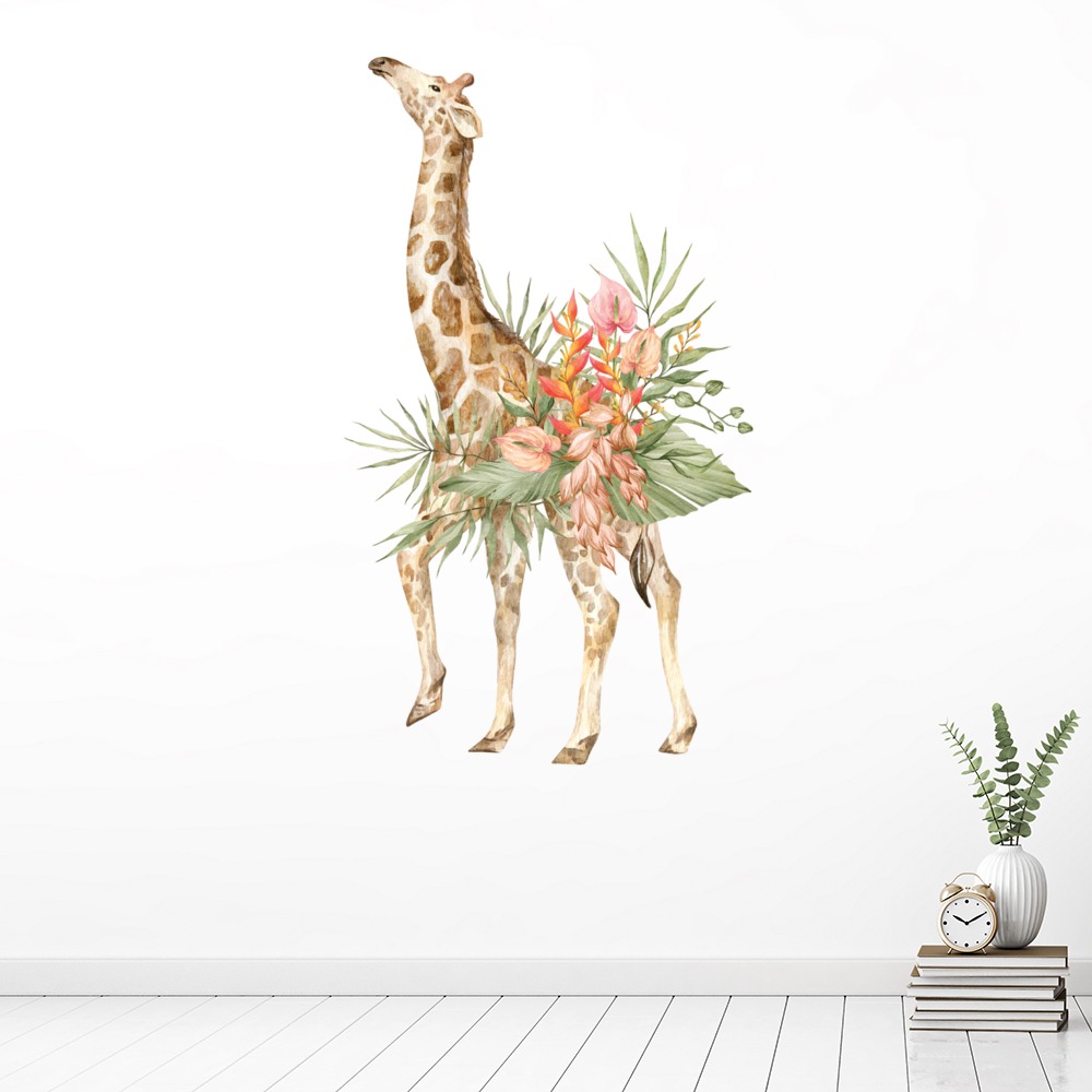 Tropical Leaf Giraffe Wall Sticker