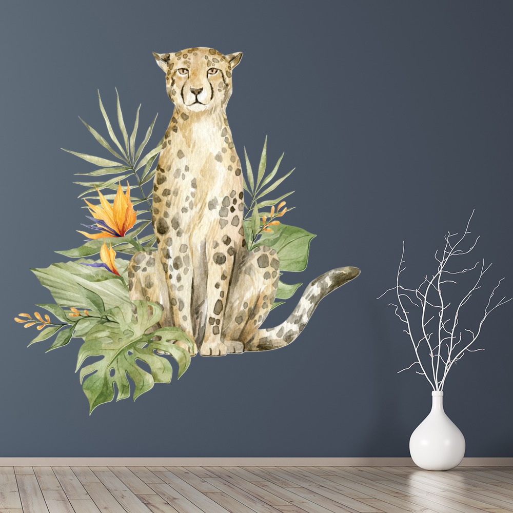 Tropical Leaf Leopard Wall Sticker