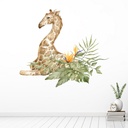 Tropical Leaf Sitting Giraffe Wall Sticker