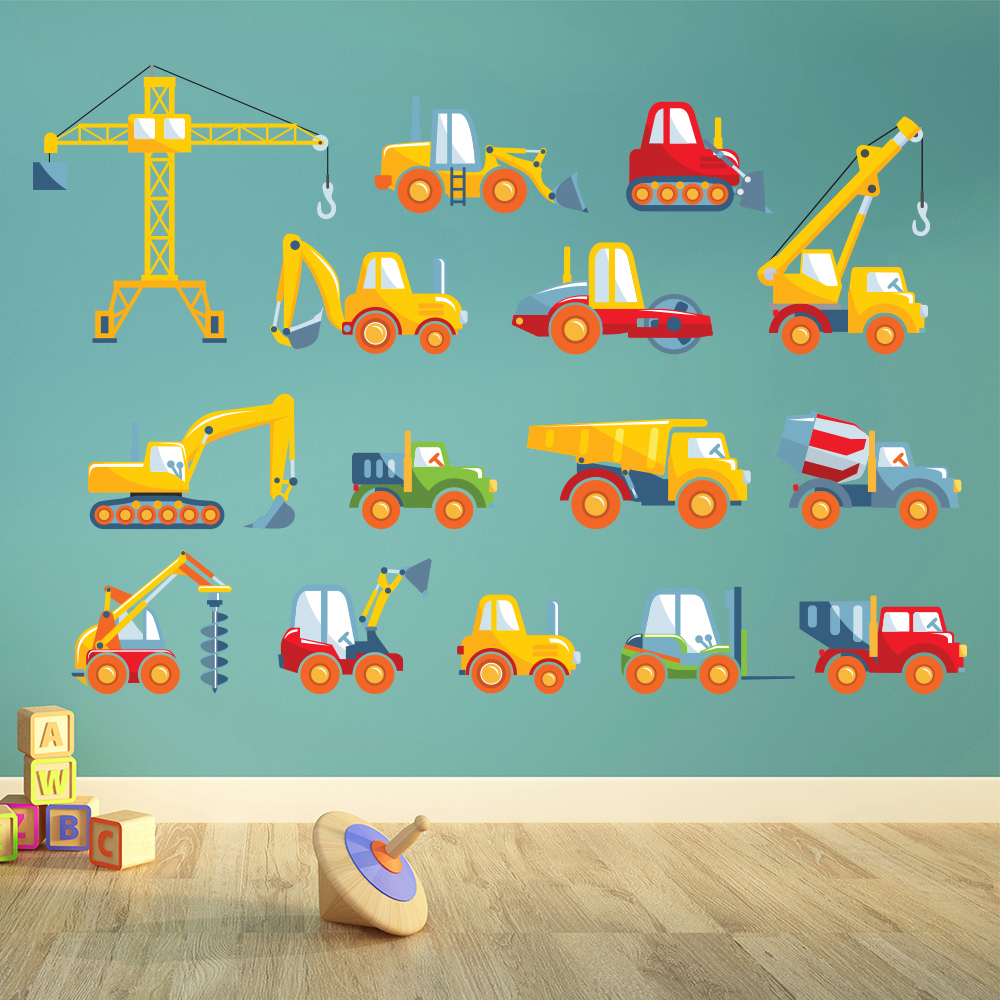 Truck Digger JCB Kids Wall Sticker Set