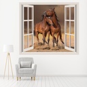 Two Horses 3D Window Wall Sticker
