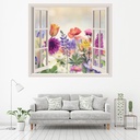 Vibrant Flowers 3D Window Wall Sticker