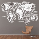 Vintage Black & White World Map Wall Sticker