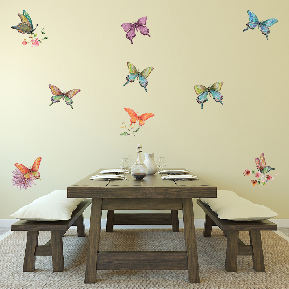 Vintage Butterfly Wall Sticker Set