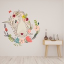 Vintage Unicorn Hearts Flowers Wall Sticker