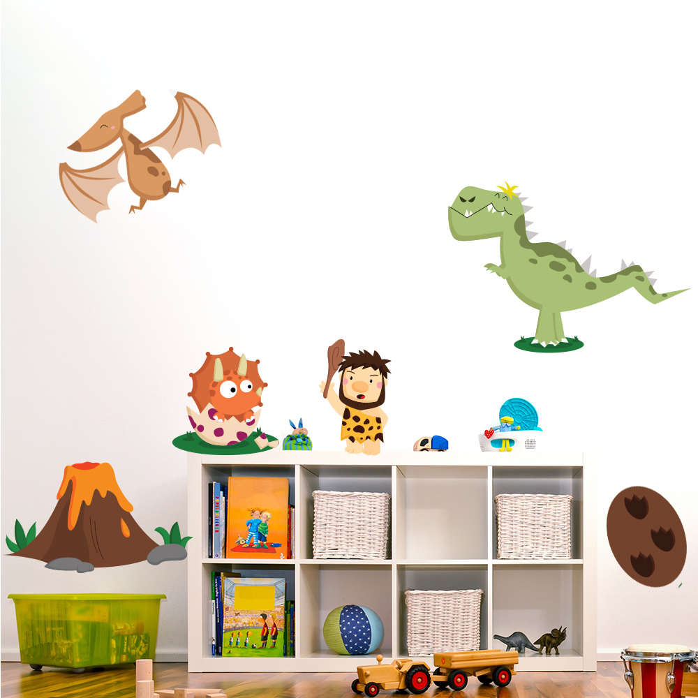 Volcano Dinosaur Caveman Wall Sticker Set