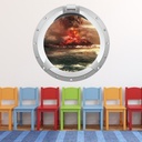 Volcano Eruption Porthole 3D Wall Sticker