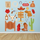 Wanted Cowboy Wild West Wall Sticker Set