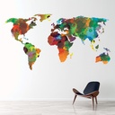 Watercolour World Map Wall Sticker - Mod5
