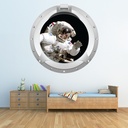 Waving Astronaut Porthole 3D Wall Sticker