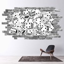 White Dice Casino Grey Brick 3D Hole In The Wall Sticker