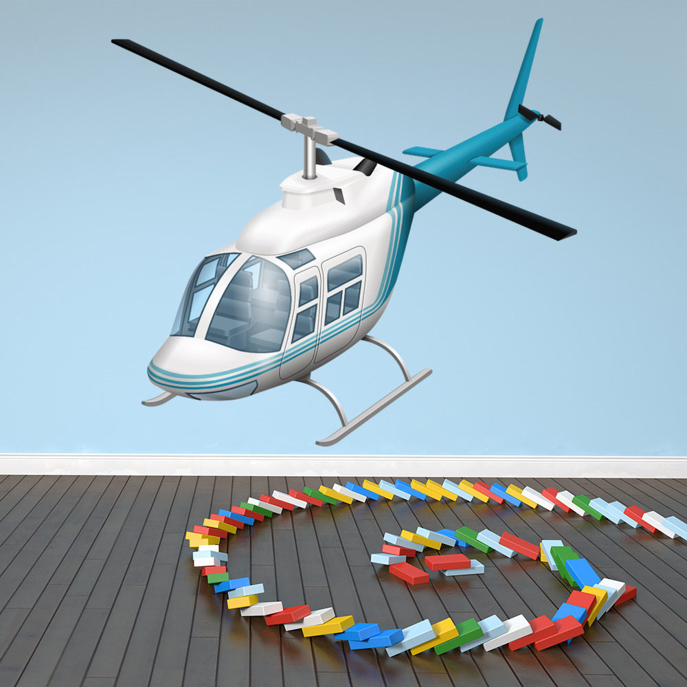 White Helicopter Wall Sticker