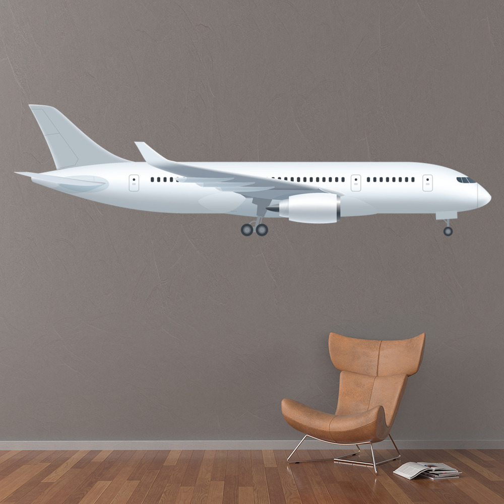 White Jumbo Jet Airplane Wall Sticker