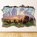 Wild Buffalo 3D Hole In The Wall Sticker